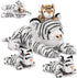 MaoGoLan White Tiger Stuffed Animal with 3 Babies, 17.7 Inch Mommy Tiger