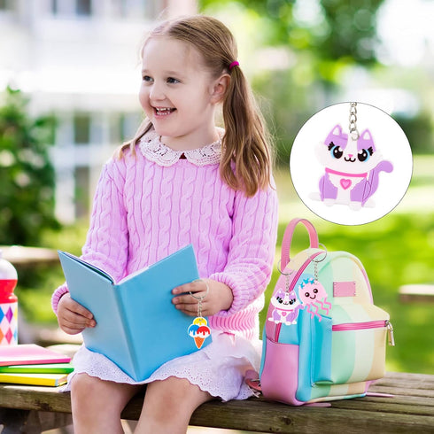 70Pcs Video Game Keychains for Kids Birthday Party, School Party, Dinosaur, Donut, Marine Animal, Mermaid, Rainbow Bulk