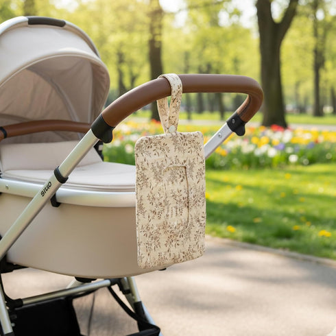Dovbuqu Quilted Wipes Pouch, Diaper and Wipes Pouch with Adjustable Strap, Wipe Bag for Trolley Attachment and Diaper