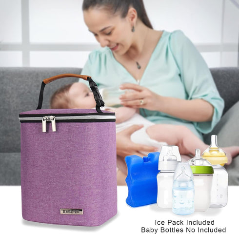 Pack 4 9 Breast Milk Cooler Bag with Ice Fits Baby Bottles Up to Ounce, Baby Bottle Bag Great for Nursing Mom Daycare