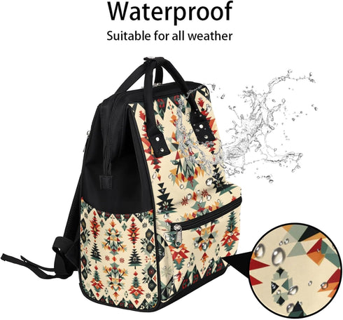 Hsnar Backpack Boho Christmas Waterproof Diaper Bag Large Capacity Baby Bag with Stroller Straps, Multi-Pocket Diaper