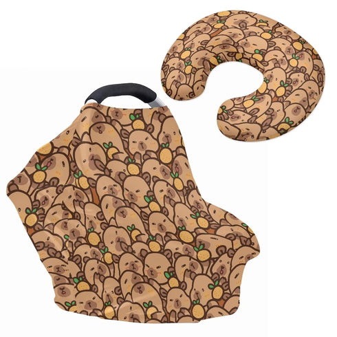 ZDCUSTOM Capybara Car Seat Cover for Baby Girl Elastic U Shaped Pillowcase Protector