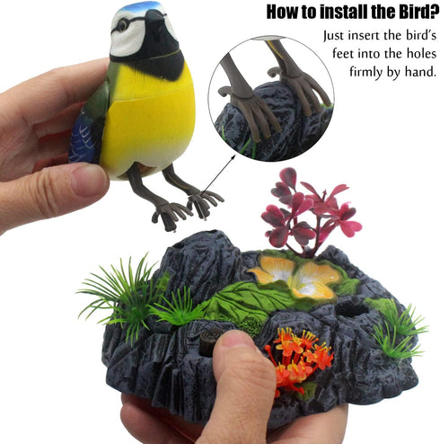 Tipmant Cute Electronic Birds Toys, Realistic Move Chirp Electric Pets for Office Home Desk Decor, Kids Birthday Gifts