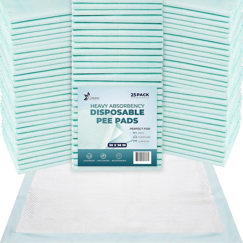 GREEN LIFESTYLE Toddler Mattress Pads, Disposable Incontinence Bed Pads for Dogs, Cats, and Seniors (Pack of 25 - 30x36)