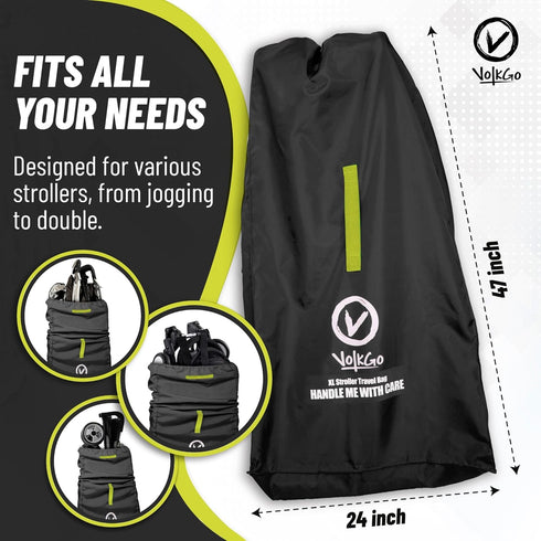Backpack V VOLKGO Super Extra Large Stroller Bag for Airplane with Padded Shoulder Straps, Double Stroller Cover