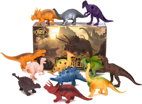Kids 12 Pack Jumbo Plastic Dinosaur Figures Toys, 7 Inch STEM Educational Realistic Playset for Boys Girls Toddlers