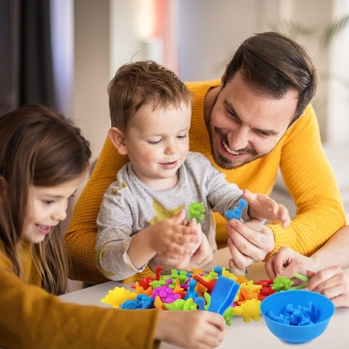 RAEQKS Counting Sorting Dinosaur Toys Montessori Sensory Matching Toy with Bowls, Preschool Learning Activities