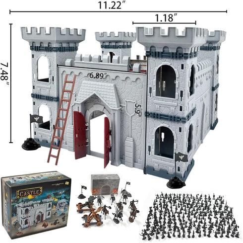 Medieval Castle Knight Toy Soldier Army Figurines, DIY Assembled Cavalry with 36 Soldiers for Boys