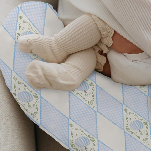 Selgkds Fall Blue Pumpkins Bows Gingham Nursing Pillow Covers Autumn Thanksgiving Harvest Soft Stretchy Removable