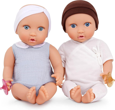 LullaBaby 14-inch Realistic Baby Twin Dolls Fair Skin Tones & Blue Eyes