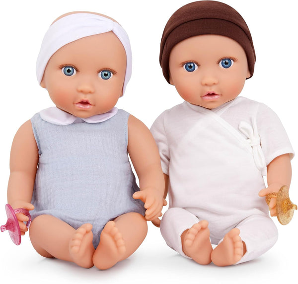 LullaBaby 14-inch Realistic Baby Twin Dolls Fair Skin Tones & Blue Eyes