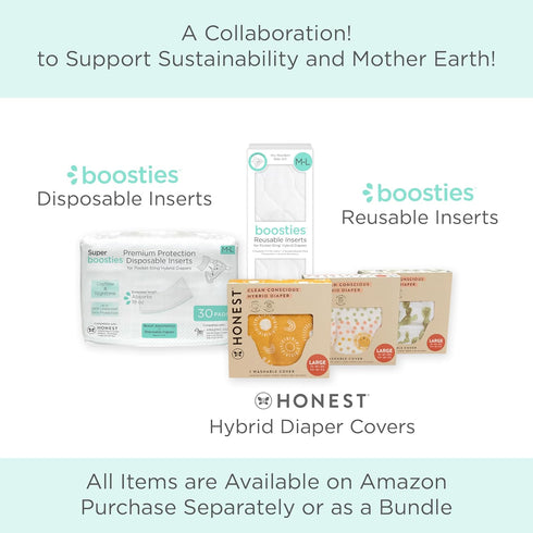(22-40 lbs), 3 Pack Honest Hybrid Cloth Diaper Covers with Pocket-Sling, Large Stops Nighttime Leaks, Use with Boosties