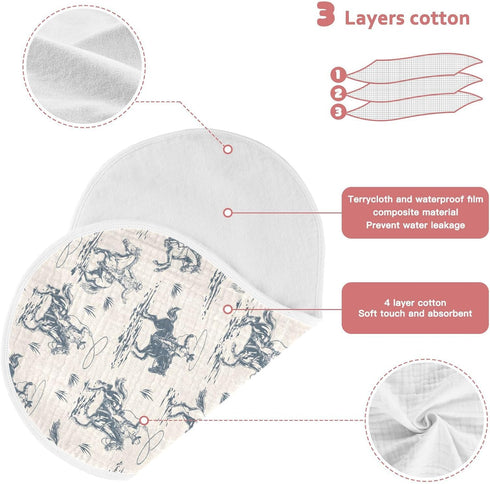 2-Pack 22 11 Inch Muslin Burp Cloths for Baby Boys and Girls - Ultra Absorbent Western Cowboy Muslin Washcloths