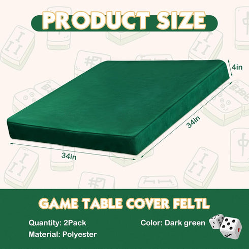 2 Pack 34 34 Inches Frienda Felt Game Table Cover x Square Folding Table Cloth Indoor Outdoor for Card Tables, Ideal