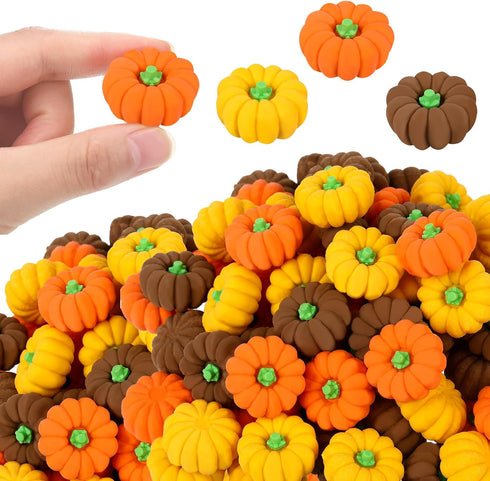 Chuangdi 150 Pcs Mini Pumpkin Erasers Bulk, 3D Rubber Novelty Party Pencil, Halloween Autumn Thanksgiving Party Favor