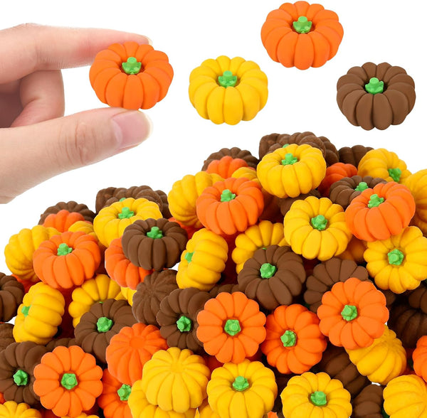 Chuangdi 150 Pcs Mini Pumpkin Erasers Bulk, 3D Rubber Novelty Party Pencil, Halloween Autumn Thanksgiving Party Favor