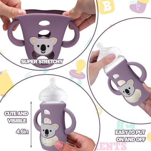 3 Pack Bottles,8 BUSOHA Koala Silicone Sleeves for Avent Baby Bottles - Drop Protection Baby Bottle Sleeves with Handle