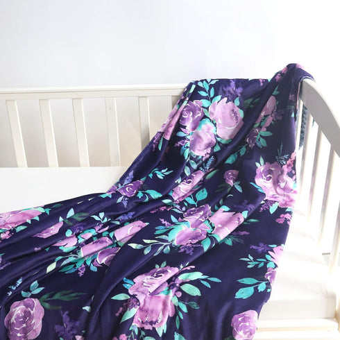 50 60 Inch TANOFAR Toddler Blanket Purple Floral Fleece Baby Blankets for Grils Double Layer Crib Blanket x Watercolor