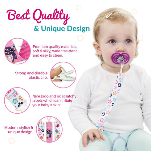 3 Pack Liname Neutral Pacifier Clip - Pacifier Clips for Boys & Girls - Binky Holder Soothie Paci Clip Binkie Clip