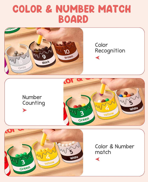 GAMENOTE Magnetic Color and Number Maze - Montessori Fine Motor Skills Toys for Boys Girls 3-5 Years Old, Learning