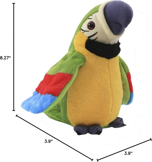 Talking Macaw Parrot Plush Toy, Repeat What You Say, Electronic Record Animated Bird for Kids