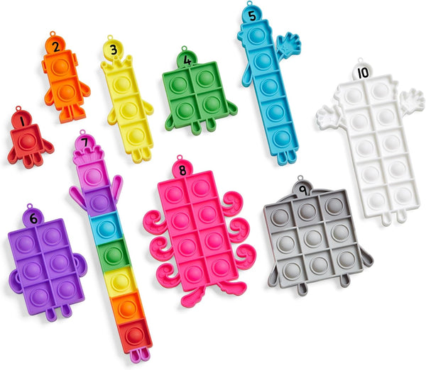 hand2mind Numberblocks Sensory Bubble Poppers, Push Pop Fidget Toys, Keychains for Kids,