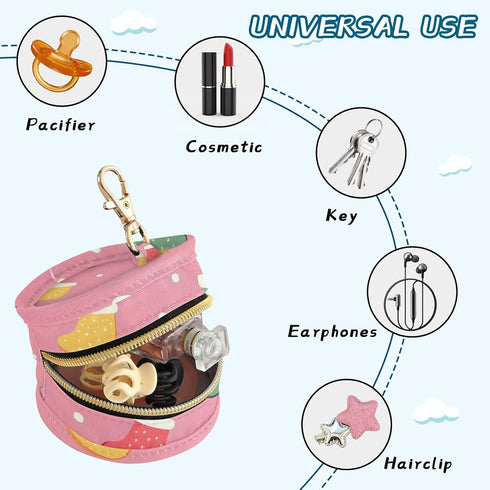 YETTASBIN Christmas Socks Portable Pacifier Holder Case with Metal Hook Buckle & Zipper for Diaper Bag and Stroller