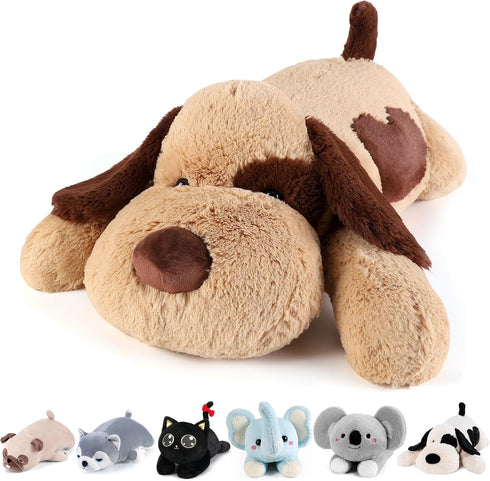 meowtastic Brown Dog Weighted Stuffed Animals - 22 Inch 4.5 lbs Plush Dog Pillow - Cute Gifts for Kids & Adults