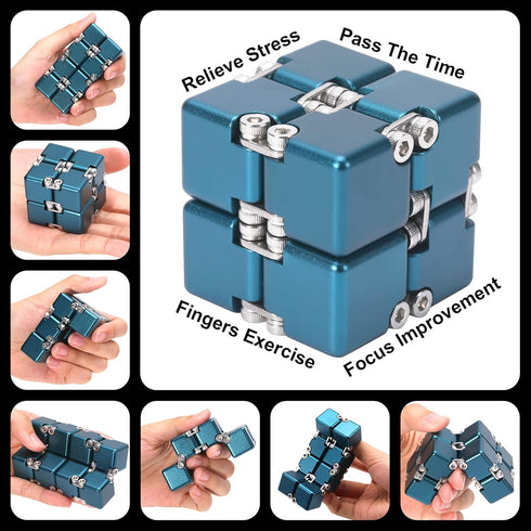 Aluminum Alloy Metal Infinity Cube Fidget Toy (6 Colors) - Stress Relief for Kids and Adults