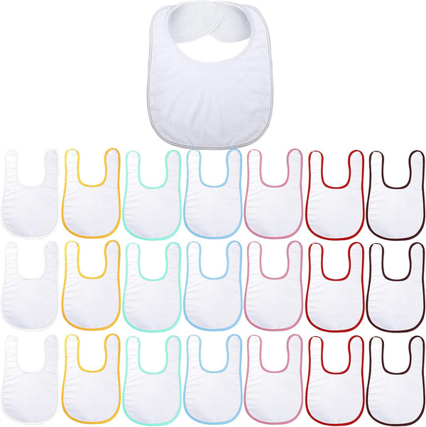 Geyoga 20 Pieces Sublimation Blanks White Bibs - Washable Reusable Fabric Bibs for Baby Decorating
