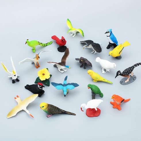 ONEST 34 Pieces Mini Bird Figurines Playset - Hand Painted Realistic Resin Bird Figures for Kids