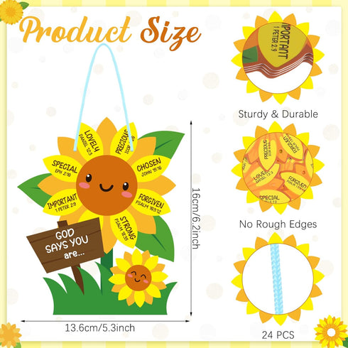 24 Set CroBlissful Sunflower Craft Kit God Says You are Sunflower DIY Crafts Christian Bible Craft Kit for Easter