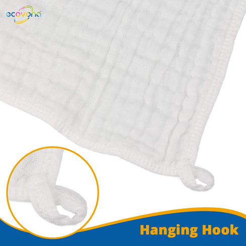 ECOVONA (8 Pack) Muslin Burp Cloth for Baby Boys and Girls | Cotton Newborn Essential Must Have Item | White Unisex