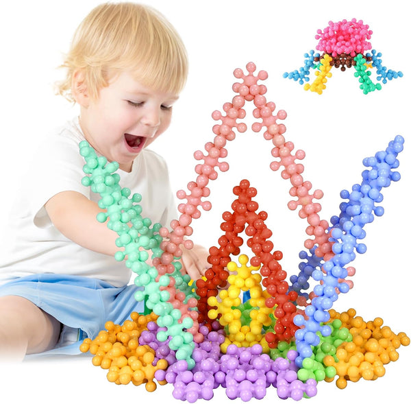 300pcs Building Block Kids STEM Toys - Educational Interlocking Solid Plastic Discs Sets for Preschool Kids Aged 3+