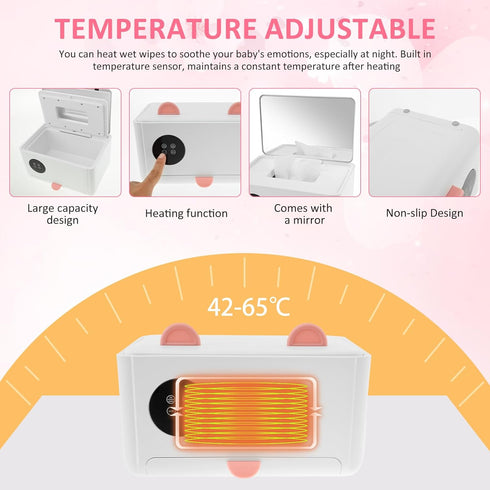 XYTZHSAI 3 1 Warmer,4 80 Baby Wipe Warmer, in Thermal Wipe Dispenser with Mirror, Adjustable Temperature Wet Wipe