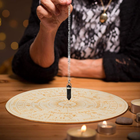 Star Pendulum Board Wooden Dowsing Board for Divination, Metaphysical Message Board for Witchcraft Supplies (5.9 Inch)