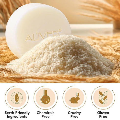 Rice Water Shampoo Bar for Hair Growth - 3.2oz Vegan & All Natural, Moisturizing for Dry Damaged Hair