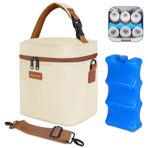 Mancro Breast Milk Cooler Travel Bag with Ice Pack, Insulated Baby Bottle