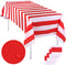 Elcoho 4 Pack Plastic Red and White Stripes Tablecloths - 54 x 107 Inch for Carnival Circus Movie Night