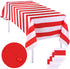 Elcoho 4 Pack Plastic Red and White Stripes Tablecloths - 54 x 107 Inch for Carnival Circus Movie Night