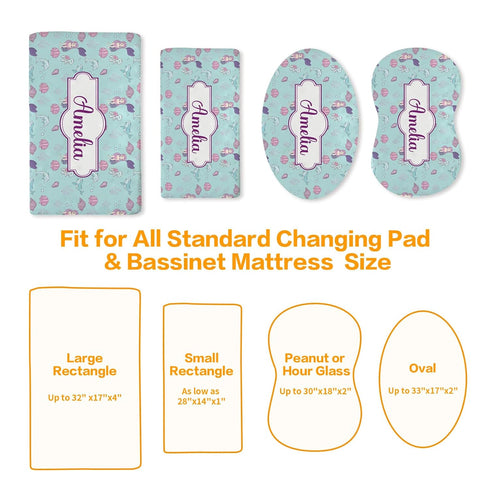 Mermaid(16"x32") Custom Baby Changing Pad Cover - Personalized Diaper Changing Table Sheet Stretch Fitted Bassinet