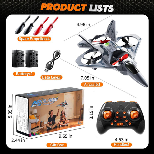 WATUDOU 2.4GHz 360 8-12 Mini Stunt Remote Control Plane Drone Toys with LED Lights RC Airplane Toys, Headless Mode