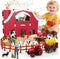 Red Barn Toys for Toddlers 1-3, Farm Animal Figures Playset with Tractor