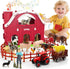 Red Barn Toys for Toddlers 1-3, Farm Animal Figures Playset with Tractor