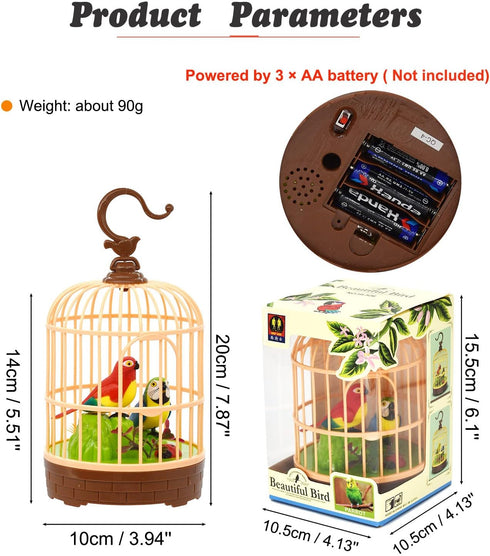 HWD Voice-Activated Induction Birds Birdcage Toy, Talking Chirping Fluttering Parrot Birds Toys Gifts for Baby Toddler Kids Children (A)