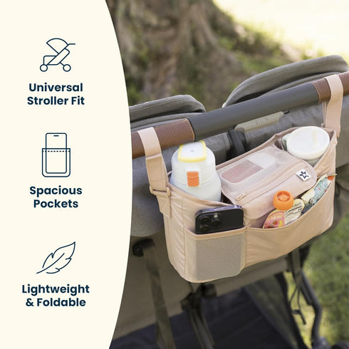 Tiny Twinkle Universal Stroller Organizer with Adjustable Strap | Waterproof Stroller Caddy Fits Baby Jogger, Nuna