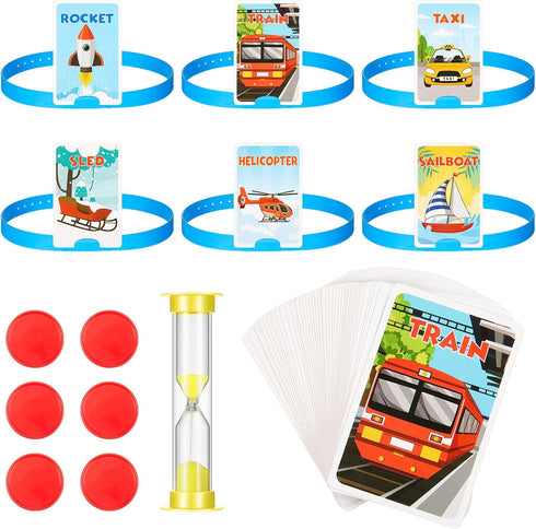 Sumind Headband Game - Fun Guessing Game Set with Headbands, Picture Cards, Scoring Coins, Sand Clock
