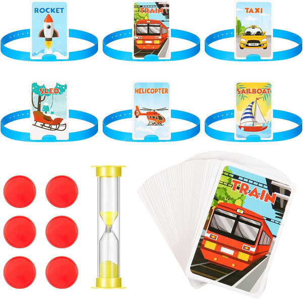 Sumind Headband Game - Fun Guessing Game Set with Headbands, Picture Cards, Scoring Coins, Sand Clock