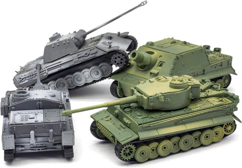 Kvvdi 4 Sets Upgrade 3D Puzzles Plastic Model Toy Tank Kit for Adults, Military Tiger Tank Model Collection
