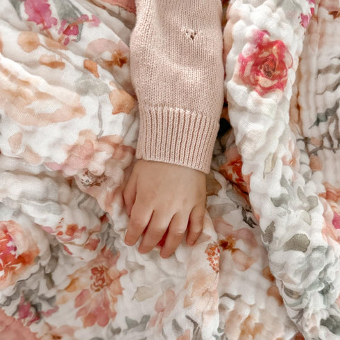 100% 7 Cotton Muslin Baby Blanket - Large Reversible Receiving Blankets for Baby Girls, Soft & Lightweight, Perfect